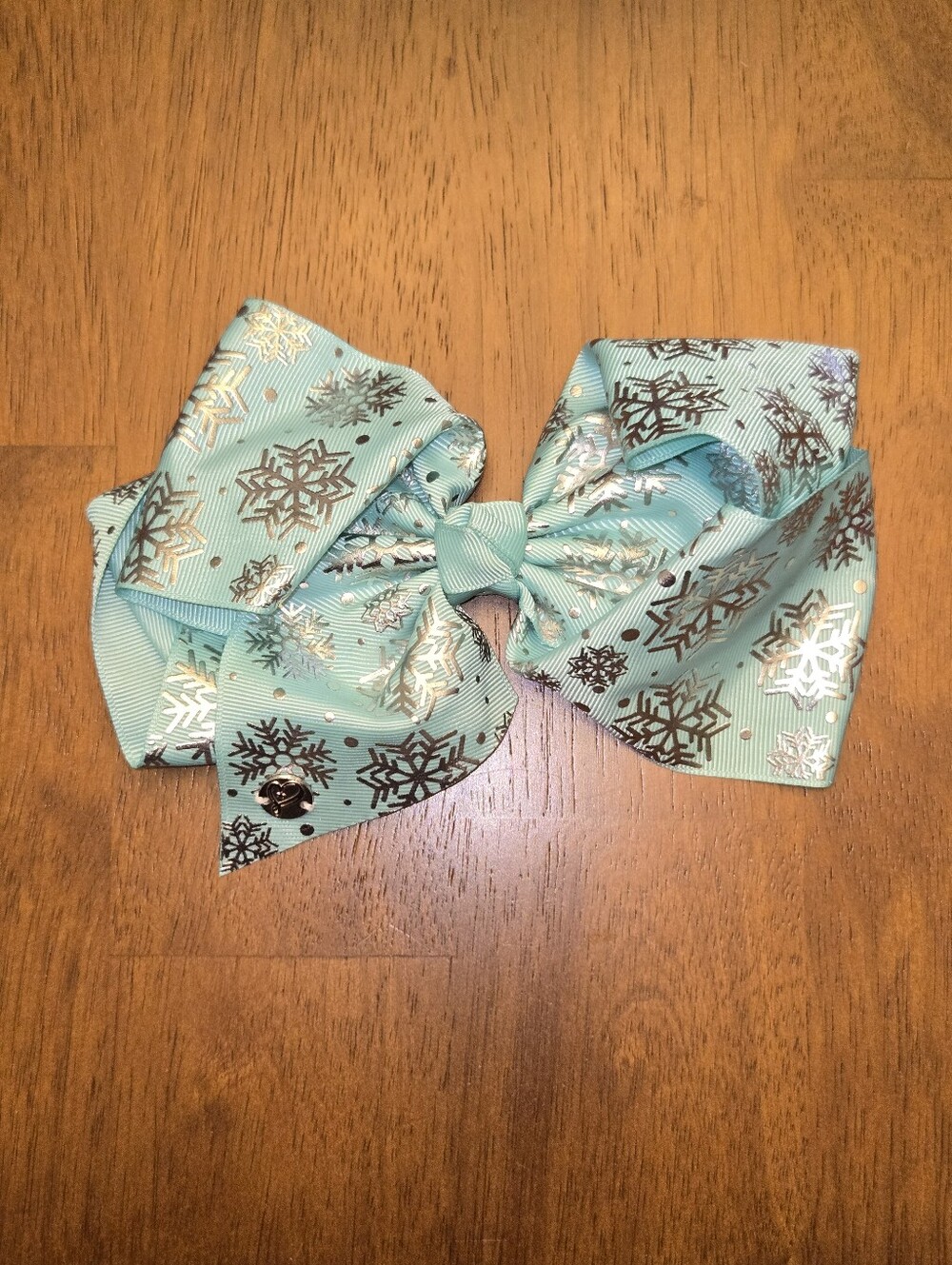 Jojo Siwa Sparkling Snowflake Print Light Teal Girls' Bow
